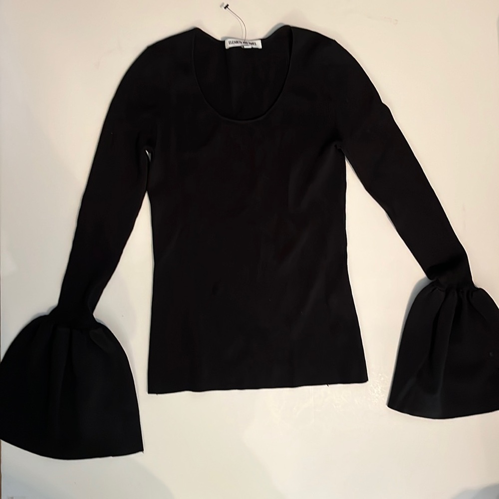 Elizabeth & James black long sleeve shirt with flared sleeves. Size small.